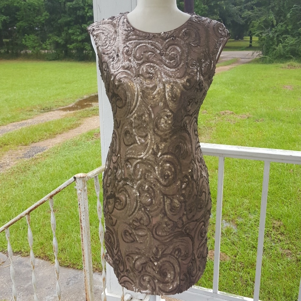 NWT Chelsea & Violet Gold Sequin Dress